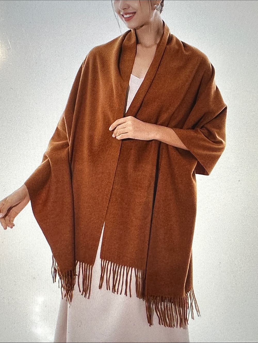 Women's Fringe Shawl Wrap - Brown